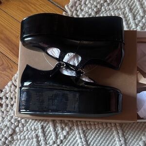 Black Platform Mary Janes Women's Shoes